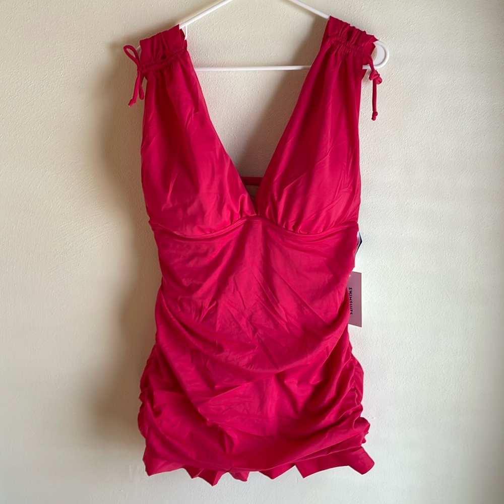 Swimsuits for All-Fuchsia, full-coverage, retro ruffle, great length and style! - Picture 3 of 9